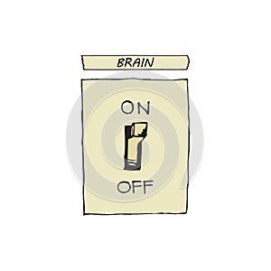 Vector illustration of a switch that turns on and off the brains