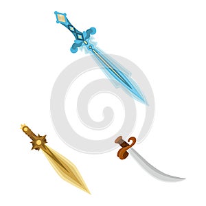 Vector illustration of sword and dagger logo. Set of sword and weapon stock vector illustration.