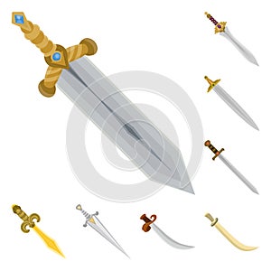 Vector illustration of sword  and dagger  sign. Collection of sword  and weapon stock symbol for web.