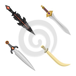 Vector illustration of sword and dagger sign. Collection of sword and weapon stock vector illustration.