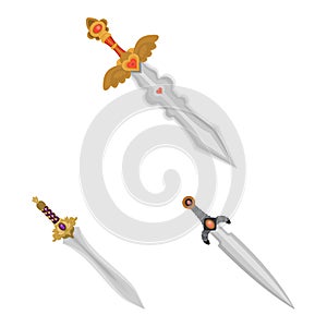 Vector illustration of sword and dagger sign. Collection of sword and weapon vector icon for stock.