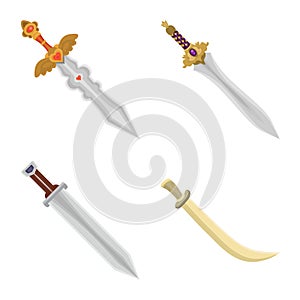 Vector illustration of sword and dagger sign. Collection of sword and weapon vector icon for stock.