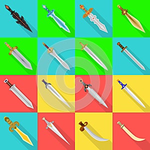 Vector illustration of sword and dagger sign. Set of sword and weapon stock vector illustration.