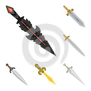 Vector illustration of sword and dagger symbol. Set of sword and weapon vector icon for stock.