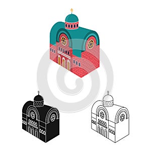 Vector illustration of synagogue and church sign. Set of synagogue and judaism stock vector illustration.