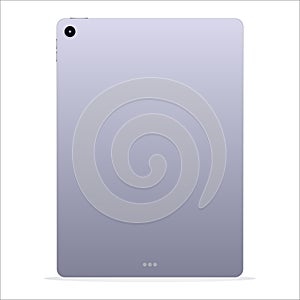 vector illustration of tablet back side. rear view flat lay. 3d vector gadget.