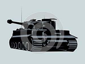 Vector illustration of the tank. Isolated on blue background. EPS10