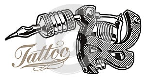 Vector illustration of a tattoo machine a white background