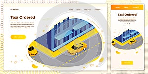 Vector illustration taxi cab riding for client
