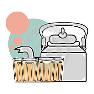 vector illustration tea cup and kettle