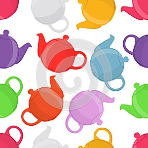 Vector illustration of teapots, seamless pattern. Pottery, clay teakettle photo