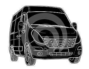 Vector illustration tech draw of modern minibus