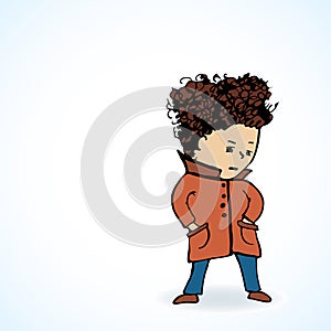 Vector illustration teenager in a coat oooo