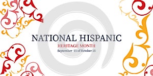 Vector illustration template.National Hispanic Heritage Month. Banner, postcard in traditional colors.