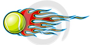 Vector illustration of tennis ball with classic hot rod flame.