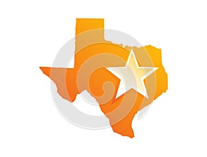 Texas Map Shape with Star symbol added
