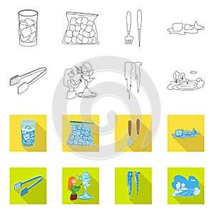 Vector illustration of texture and frozen logo. Collection of texture and transparent stock vector illustration.