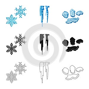 Vector illustration of texture  and frozen  logo. Collection of texture  and transparent  vector icon for stock.