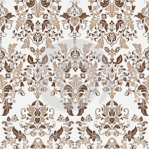 Vector illustration texture for wallpapers, fabric patterns. Baroque Damask seamless floral pattern.