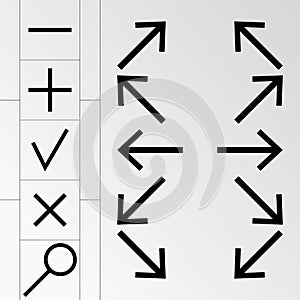 Vector illustration on the theme arrows, mathematical symbols