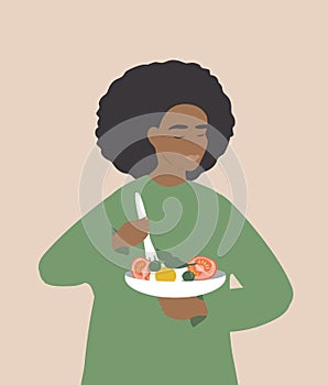 Vector illustration on the theme of diets, eating disorders