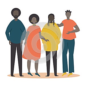 Vector illustration on the theme of diversity of people of color, afican american. man and women