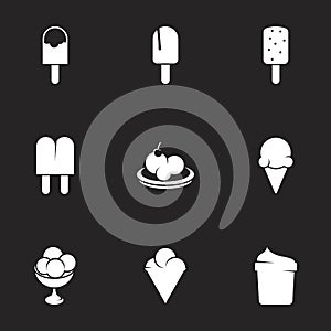 Vector illustration on a theme Ice cream. Black background