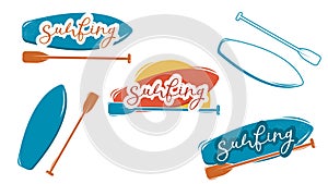 Vector illustration on the theme of surfing and sapsurfing