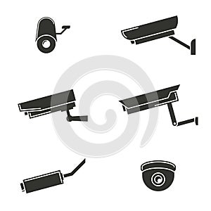 Vector illustration on the theme video surveillance security cameras