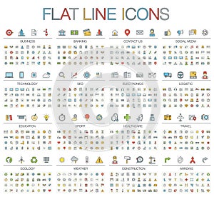 Vector illustration of thin line color icons