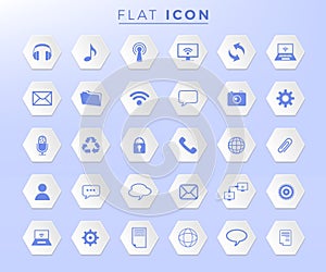 Vector illustration of thin line icons for business. banking, contact, social media, Linear symbols set concept. isolated