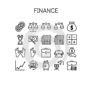 Vector illustration of thin line icons for Finance.