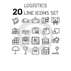 Vector illustration of thin line icons for Logistic.