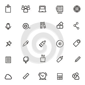 Vector illustration of thin line icons office equipment