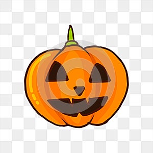 Vector illustration of thin outline halloween jack o lantern pumpkin isolated on transparent background. hand drawn vector. doodle