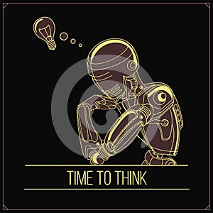 Vector illustration of the thinking robot.