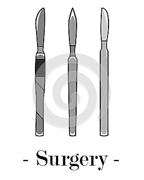 Vector illustration with three scalpels.