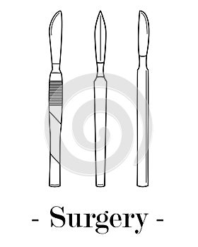 Vector illustration with three scalpels.