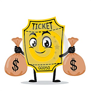 Vector illustration of ticket mascot or character