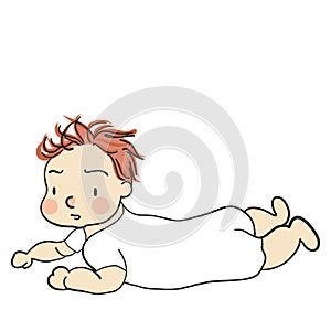 Vector illustration of toddler in prone position photo