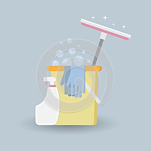 Vector illustration, tools for washing windows