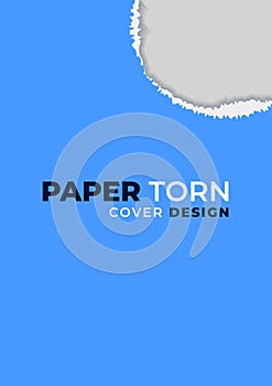 Vector illustration of torn blue paper with gray background isolated on white background suitable for text insertion