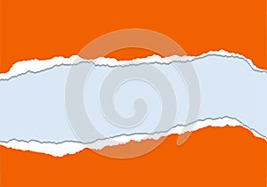 Vector illustration of torn orange paper with gray background is