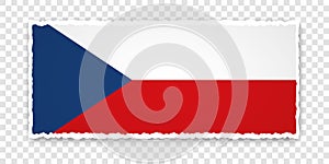 Vector illustration of torn paper banner with flag of Czech Republic on transparent background