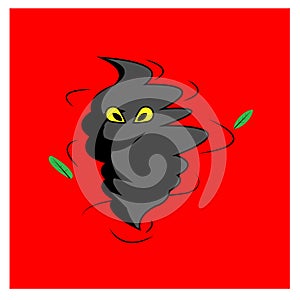 Vector illustration of a tornado with an evil smile expression