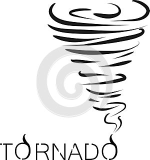 vector illustration of a tornado on an isolated background, a hurricane on a white background silhouette, a tornado outline, a to