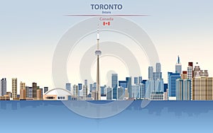 Vector illustration of Toronto city skyline on colorful gradient beautiful day sky background