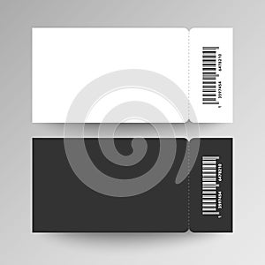 Vector illustration tow blank festival concert event ticket template with bar code