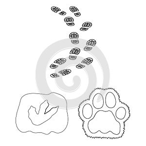 Vector design of track and footstep icon. Collection of track and silhouette vector icon for stock.