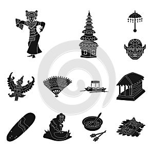 Vector illustration of  and traditional logo. Set of  and bali vector icon for stock.